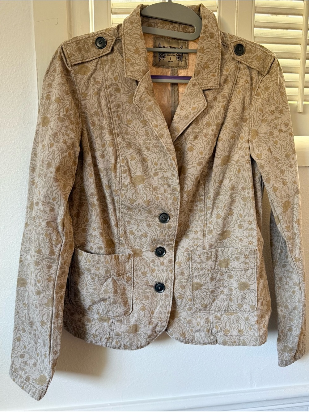 Ruff Hewn Beige Floral-Print Tailored Blazer